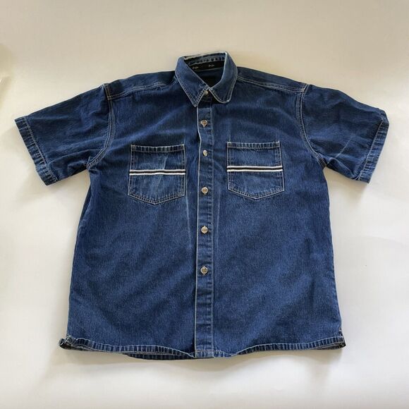 VINTAGE Sean‎ John Denim Jean Shirt Mens Medium Hip Hop Y2K Button Up Streetwear - Picture 1 of 12